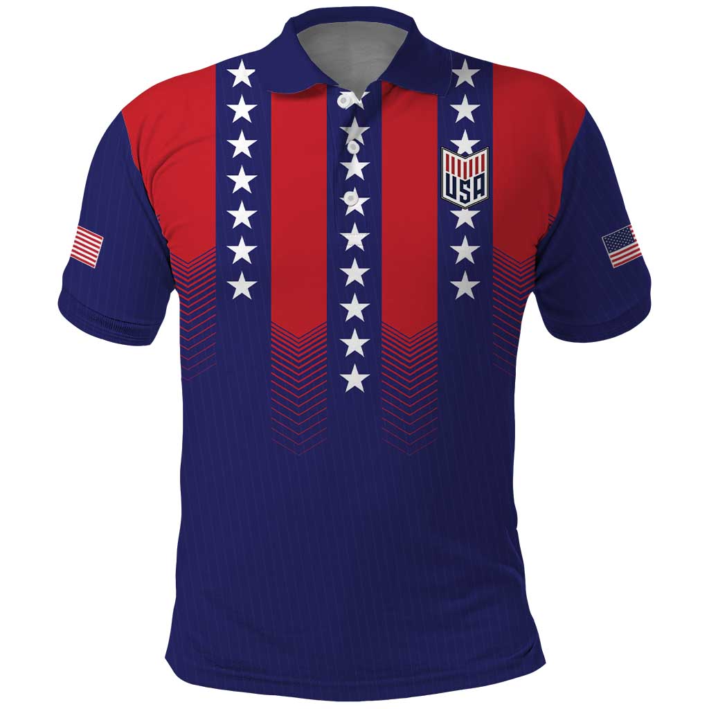 Custom World Soccer 2026 USA Polo Shirt Stars, Stripes and Glory - Wonder Print Shop