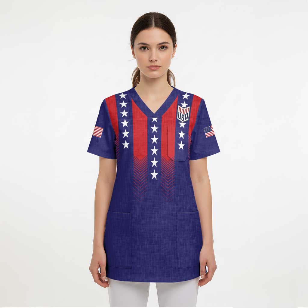 Custom World Soccer 2026 USA Scrub Top Stars, Stripes and Glory - Wonder Print Shop