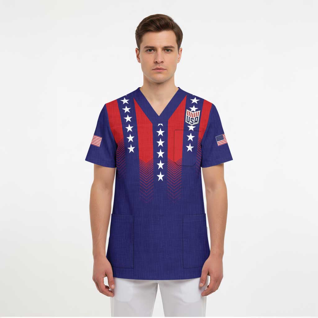 Custom World Soccer 2026 USA Scrub Top Stars, Stripes and Glory - Wonder Print Shop