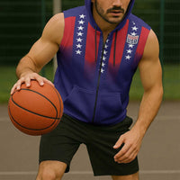 Custom World Soccer 2026 USA Sleeveless Zip Hoodie Stars, Stripes and Glory - Wonder Print Shop