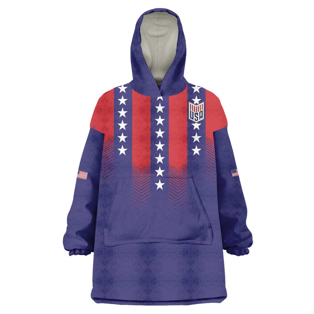 Custom World Soccer 2026 USA Wearable Blanket Hoodie Stars, Stripes and Glory - Wonder Print Shop