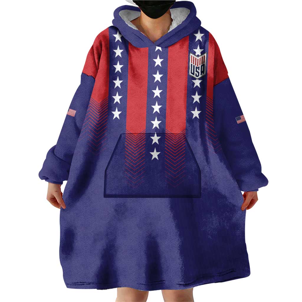 Custom World Soccer 2026 USA Wearable Blanket Hoodie Stars, Stripes and Glory - Wonder Print Shop