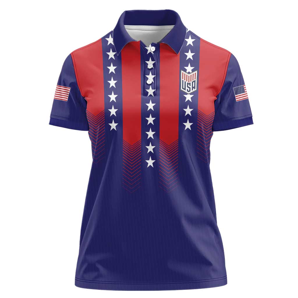 Custom World Soccer 2026 USA Women Polo Shirt Stars, Stripes and Glory - Wonder Print Shop