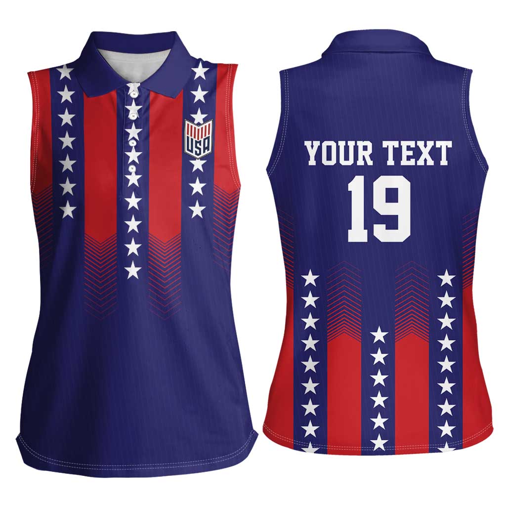 Custom World Soccer 2026 USA Women Sleeveless Polo Shirt Stars, Stripes and Glory - Wonder Print Shop