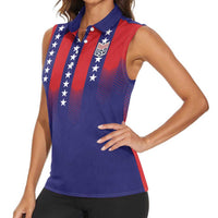 Custom World Soccer 2026 USA Women Sleeveless Polo Shirt Stars, Stripes and Glory - Wonder Print Shop