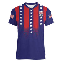 Custom World Soccer 2026 USA Women V-Neck T-Shirt Stars, Stripes and Glory - Wonder Print Shop