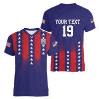 Custom World Soccer 2026 USA Women V-Neck T-Shirt Stars, Stripes and Glory - Wonder Print Shop