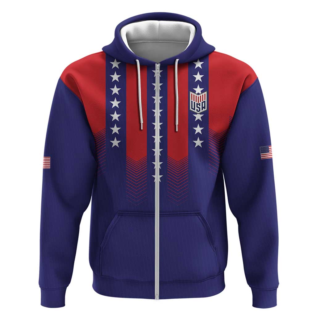 Custom World Soccer 2026 USA Zip Hoodie Stars, Stripes and Glory - Wonder Print Shop