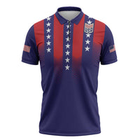 Custom World Soccer 2026 USA Zipper Polo Shirt Stars, Stripes and Glory - Wonder Print Shop