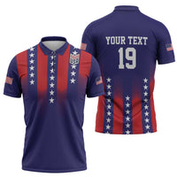 Custom World Soccer 2026 USA Zipper Polo Shirt Stars, Stripes and Glory - Wonder Print Shop