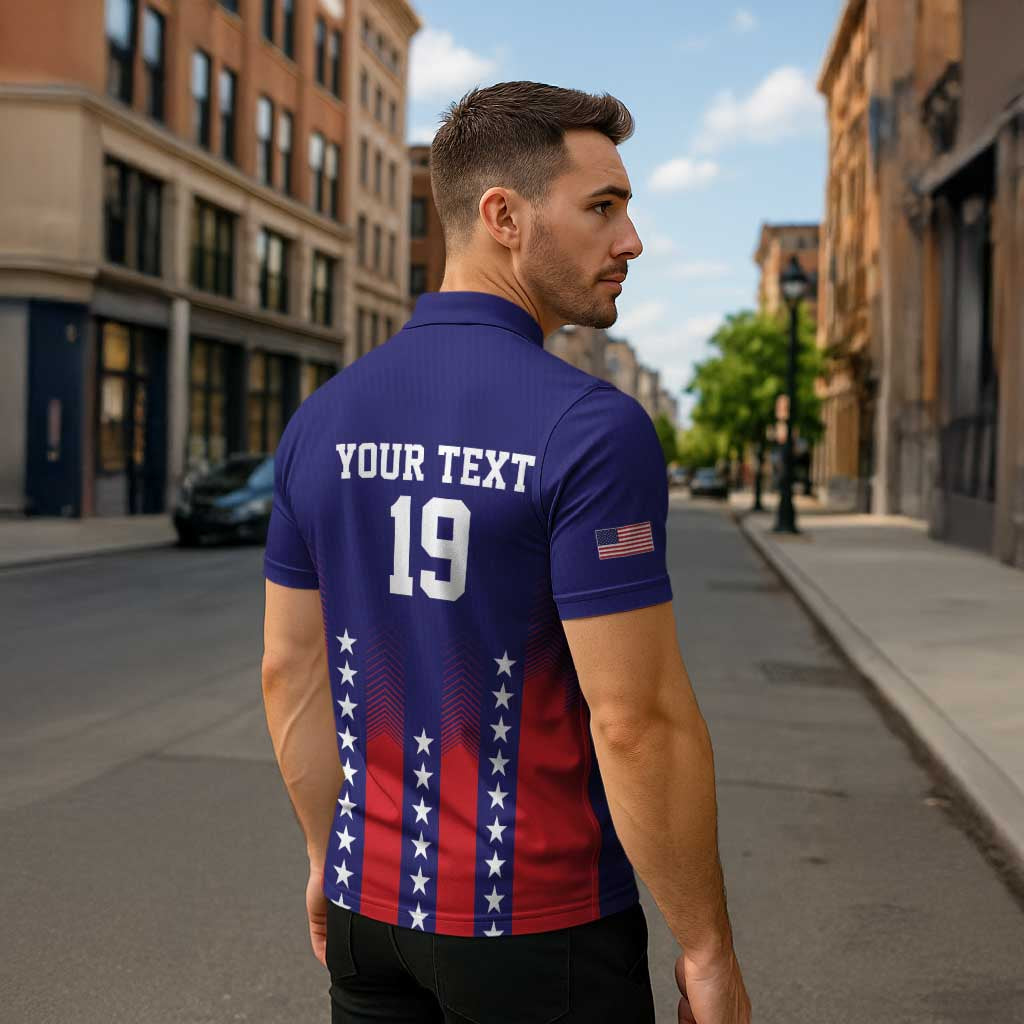 Custom World Soccer 2026 USA Zipper Polo Shirt Stars, Stripes and Glory - Wonder Print Shop