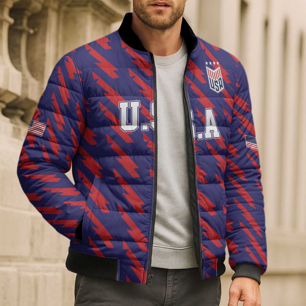 Custom World Soccer 2026 USA Bomber Puffer Jacket Road To Glory Bring It Home - Wonder Print Shop