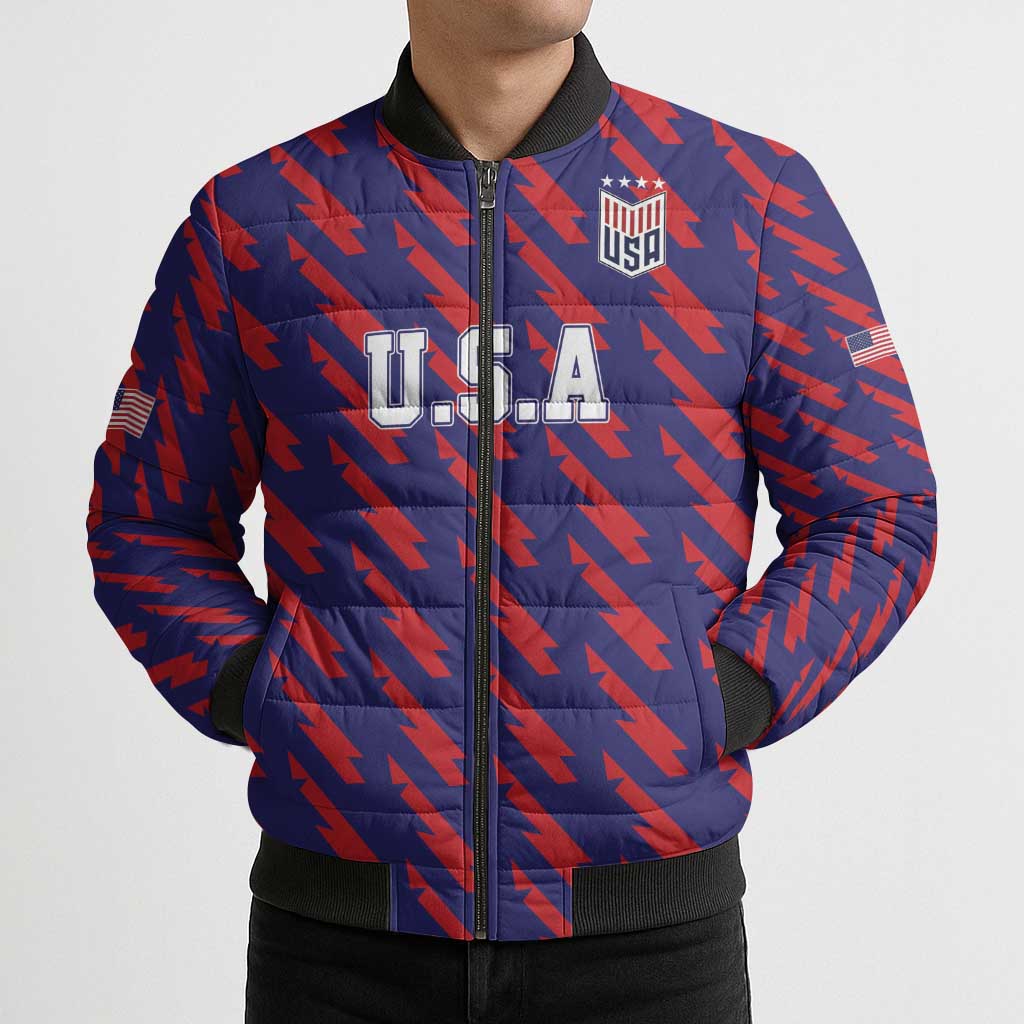 Custom World Soccer 2026 USA Bomber Puffer Jacket Road To Glory Bring It Home - Wonder Print Shop