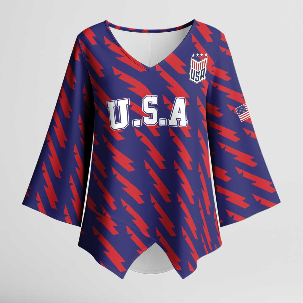 Custom World Soccer 2026 USA Kimono Sleeve Blouse Road To Glory Bring It Home - Wonder Print Shop