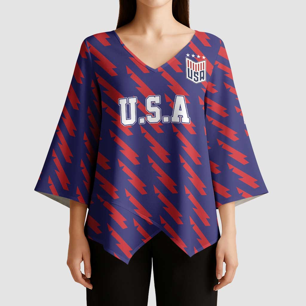 Custom World Soccer 2026 USA Kimono Sleeve Blouse Road To Glory Bring It Home - Wonder Print Shop