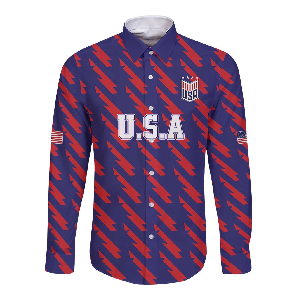 Custom World Soccer 2026 USA Long Sleeve Button Shirt Road To Glory Bring It Home - Wonder Print Shop