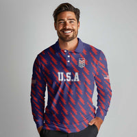 Custom World Soccer 2026 USA Long Sleeve Polo Shirt Road To Glory Bring It Home - Wonder Print Shop