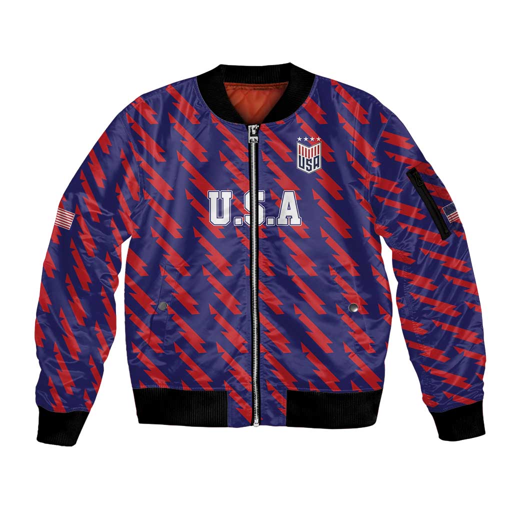 Custom World Soccer 2026 USA Sleeve Zip Bomber Jacket Road To Glory Bring It Home - Wonder Print Shop