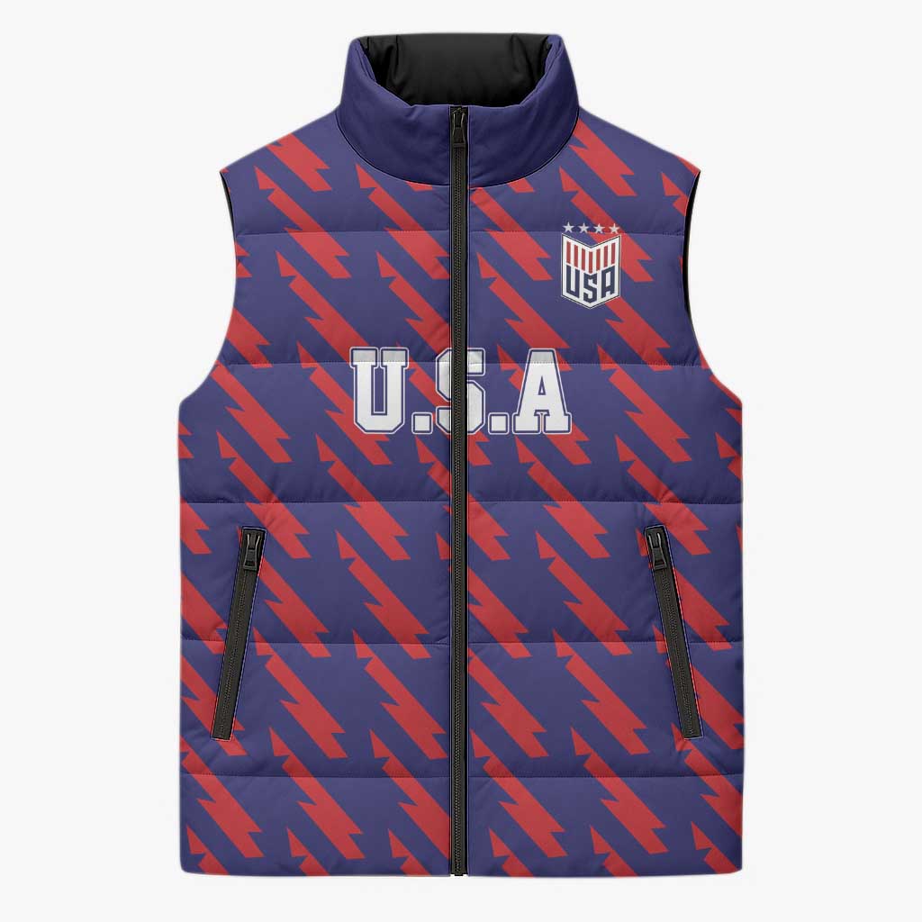 Custom World Soccer 2026 USA Sleeveless Puffer Jacket Road To Glory Bring It Home - Wonder Print Shop