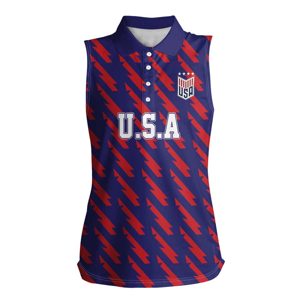 Custom World Soccer 2026 USA Women Sleeveless Polo Shirt Road To Glory Bring It Home - Wonder Print Shop