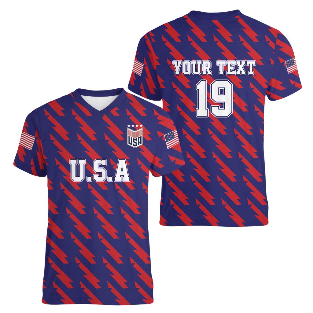 Custom World Soccer 2026 USA Women V-Neck T-Shirt Road To Glory Bring It Home - Wonder Print Shop