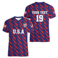 Custom World Soccer 2026 USA Women V-Neck T-Shirt Road To Glory Bring It Home - Wonder Print Shop