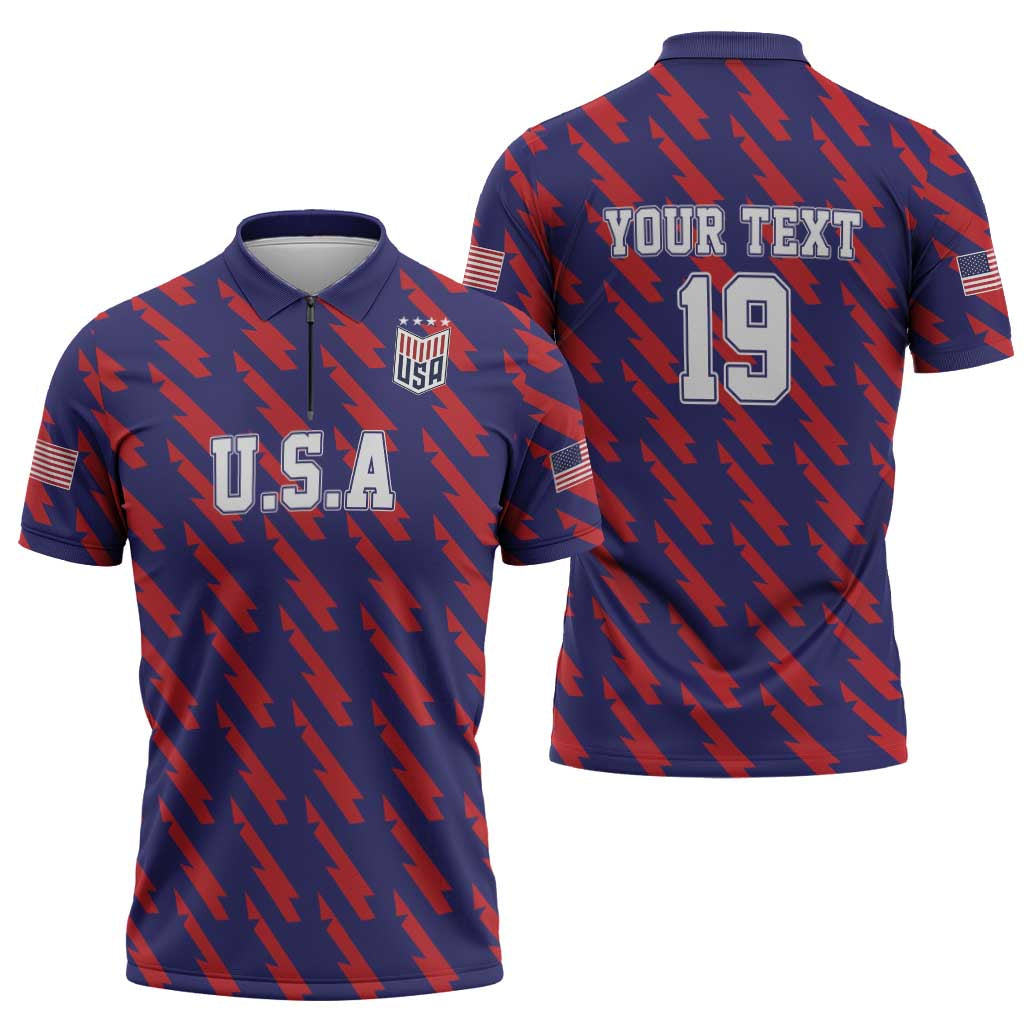 Custom World Soccer 2026 USA Zipper Polo Shirt Road To Glory Bring It Home - Wonder Print Shop