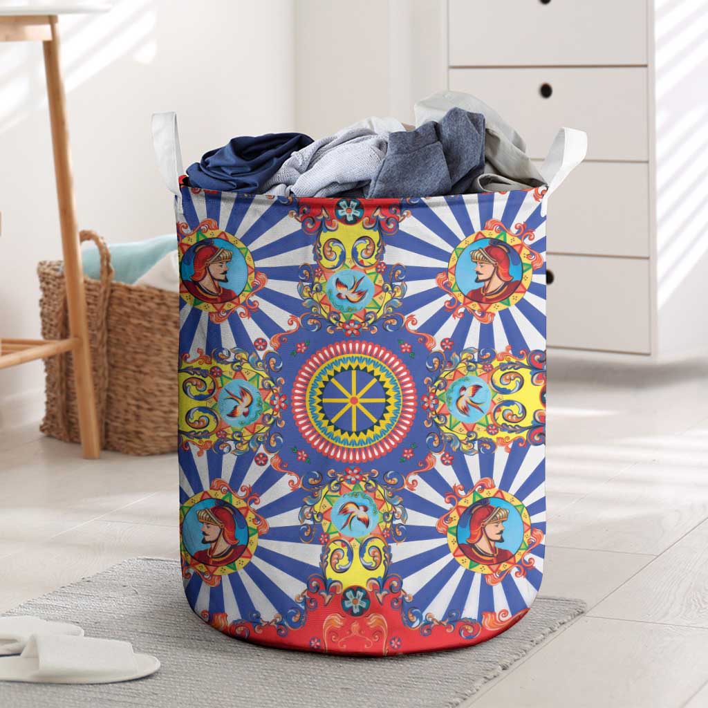 Sicily Italy Carretto Siciliano Laundry Basket Sicilian Cart Floral Patterns