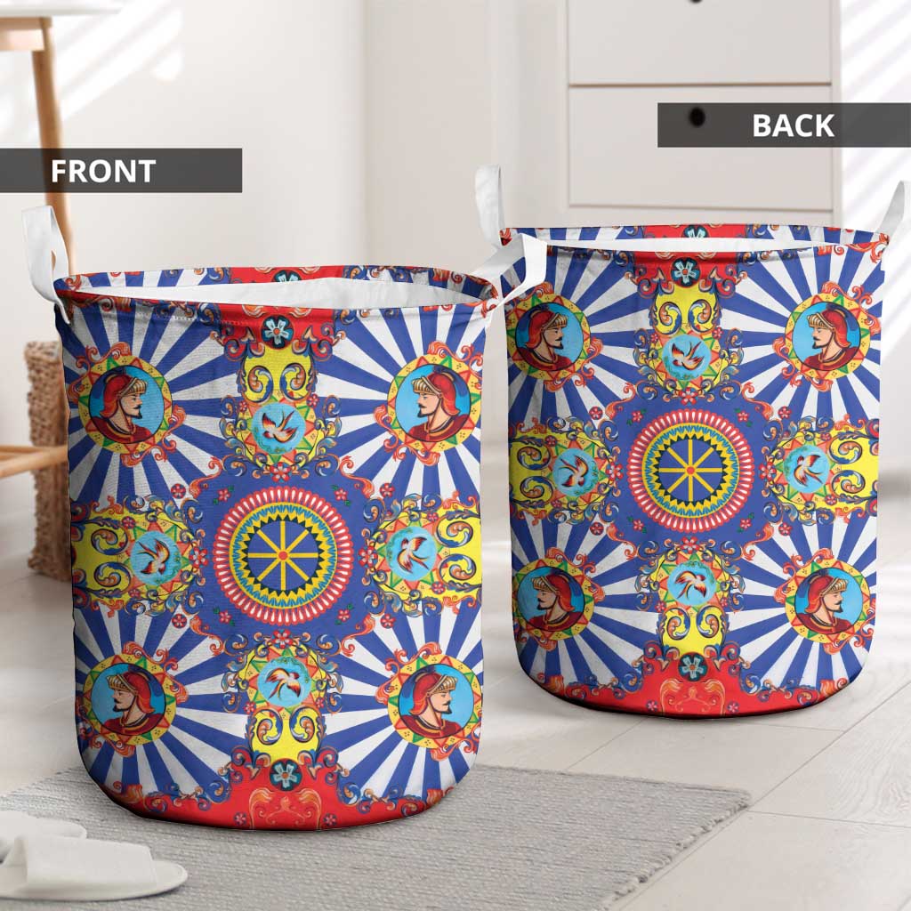 Sicily Italy Carretto Siciliano Laundry Basket Sicilian Cart Floral Patterns