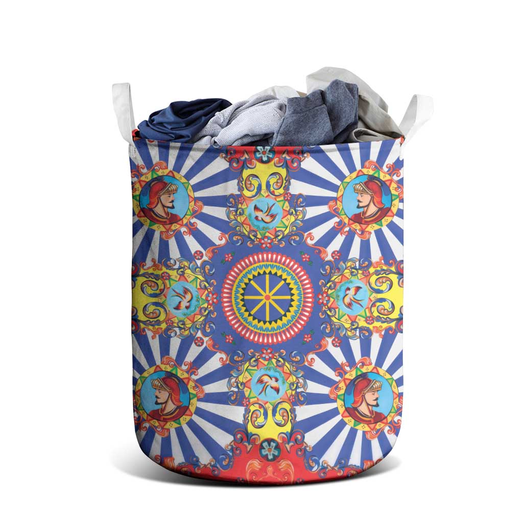 Sicily Italy Carretto Siciliano Laundry Basket Sicilian Cart Floral Patterns