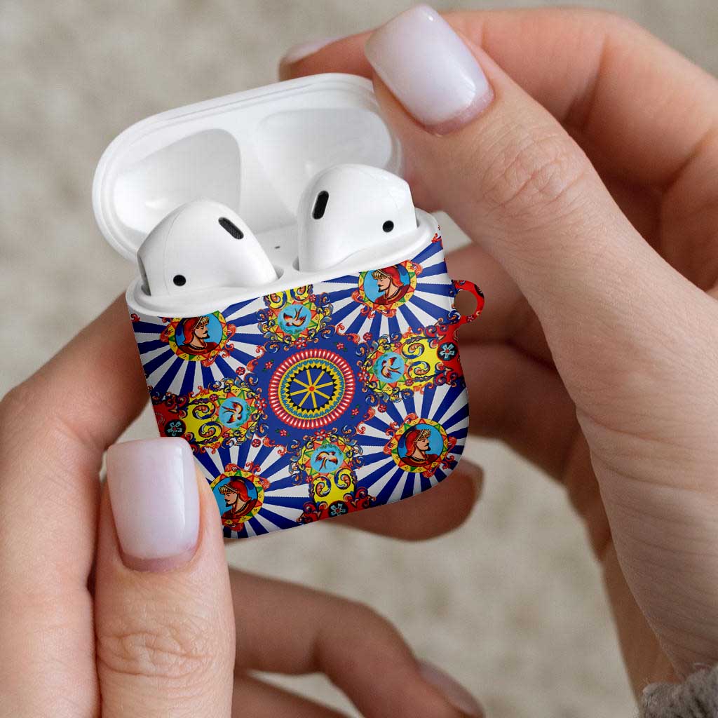 Sicily Italy Carretto Siciliano AirPods Case Sicilian Cart Floral Patterns