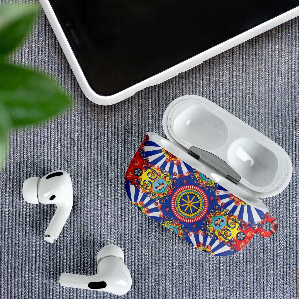 Sicily Italy Carretto Siciliano AirPods Case Sicilian Cart Floral Patterns