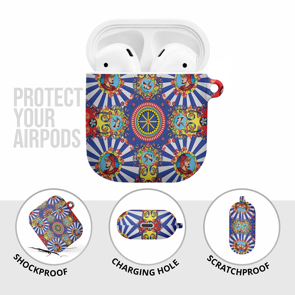 Sicily Italy Carretto Siciliano AirPods Case Sicilian Cart Floral Patterns