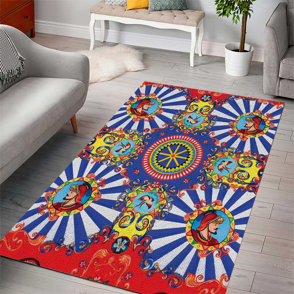 Sicily Italy Carretto Siciliano Area Rug Sicilian Cart Floral Patterns