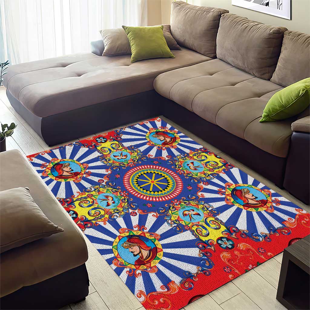 Sicily Italy Carretto Siciliano Area Rug Sicilian Cart Floral Patterns