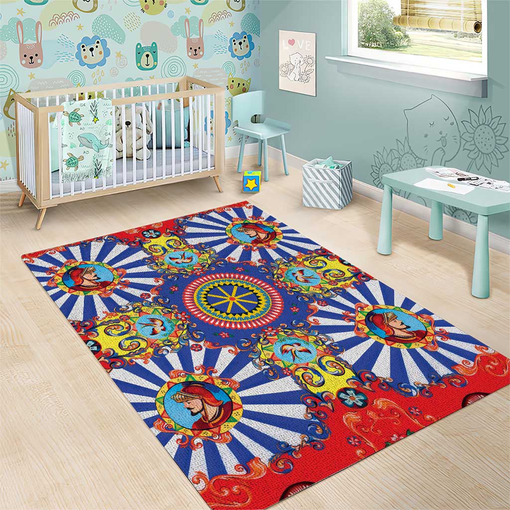 Sicily Italy Carretto Siciliano Area Rug Sicilian Cart Floral Patterns