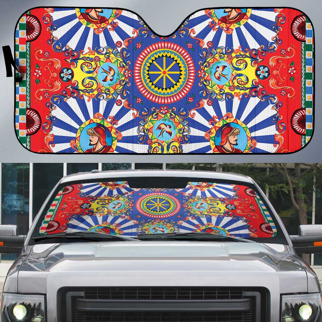 Sicily Italy Carretto Siciliano Auto Sun Shade Sicilian Cart Floral Patterns
