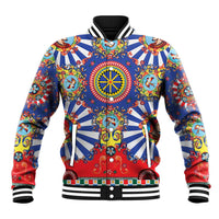 Sicily Italy Carretto Siciliano Baseball Jacket Sicilian Cart Floral Patterns