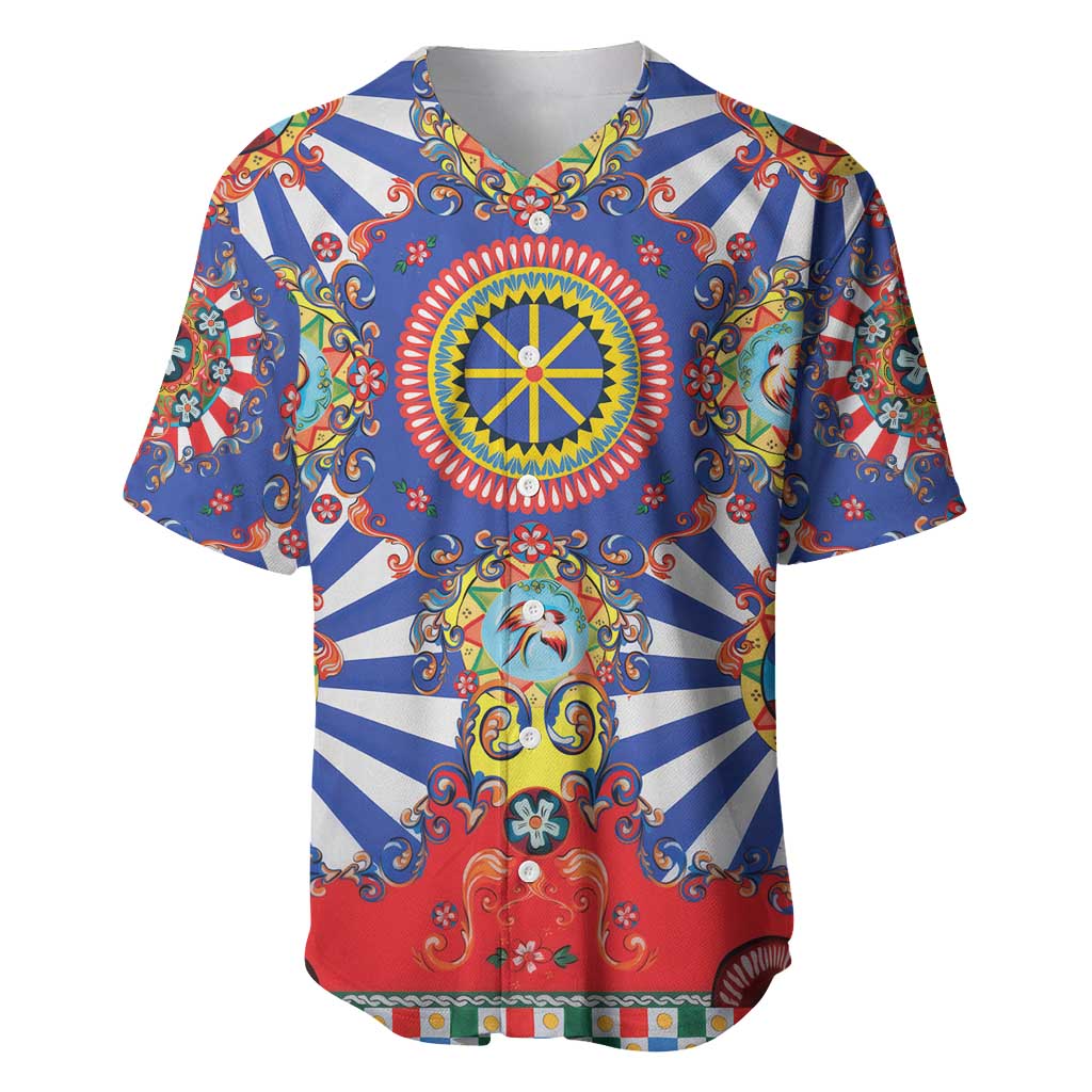 Sicily Italy Carretto Siciliano Baseball Jersey Sicilian Cart Floral Patterns
