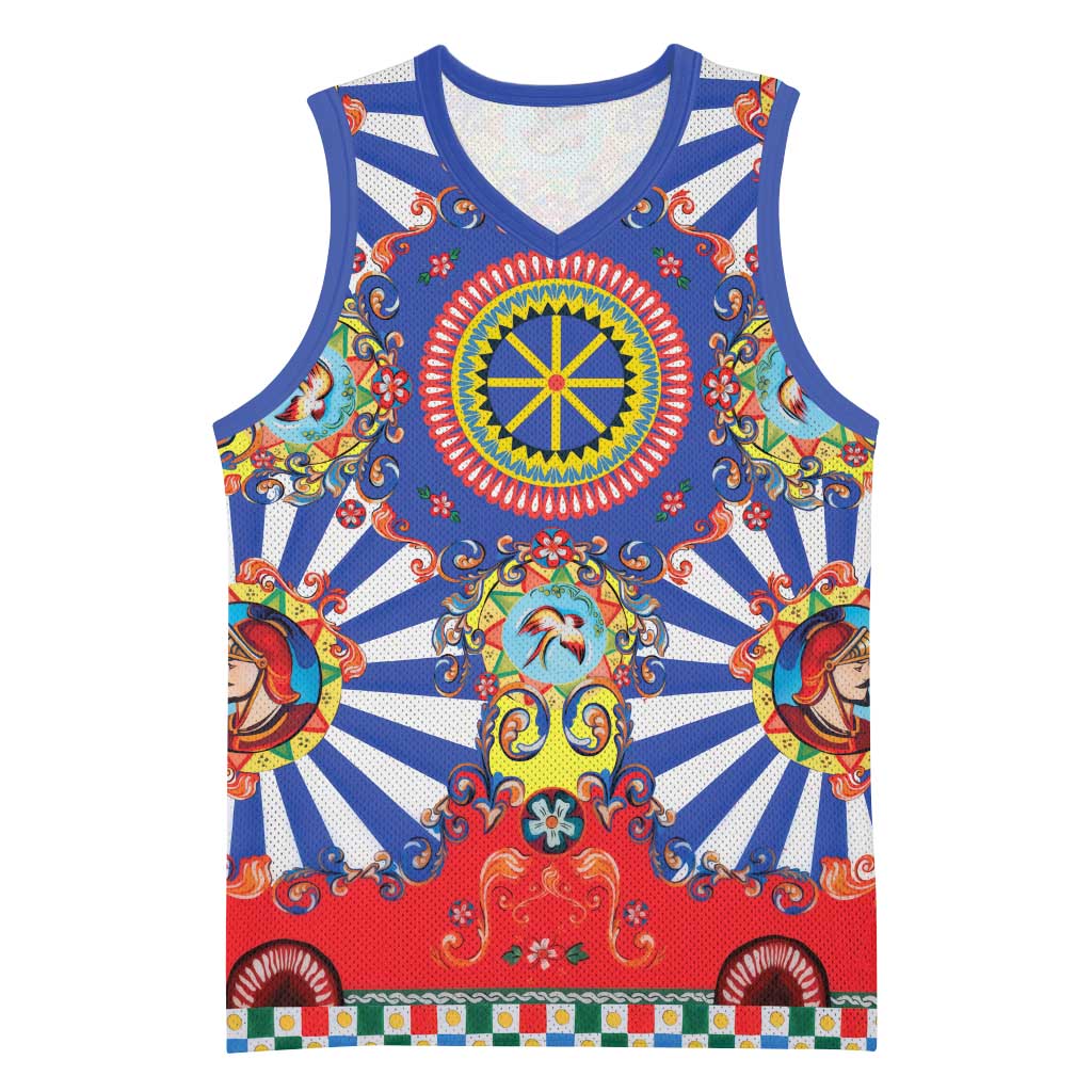 Sicily Italy Carretto Siciliano Basketball Jersey Sicilian Cart Floral Patterns