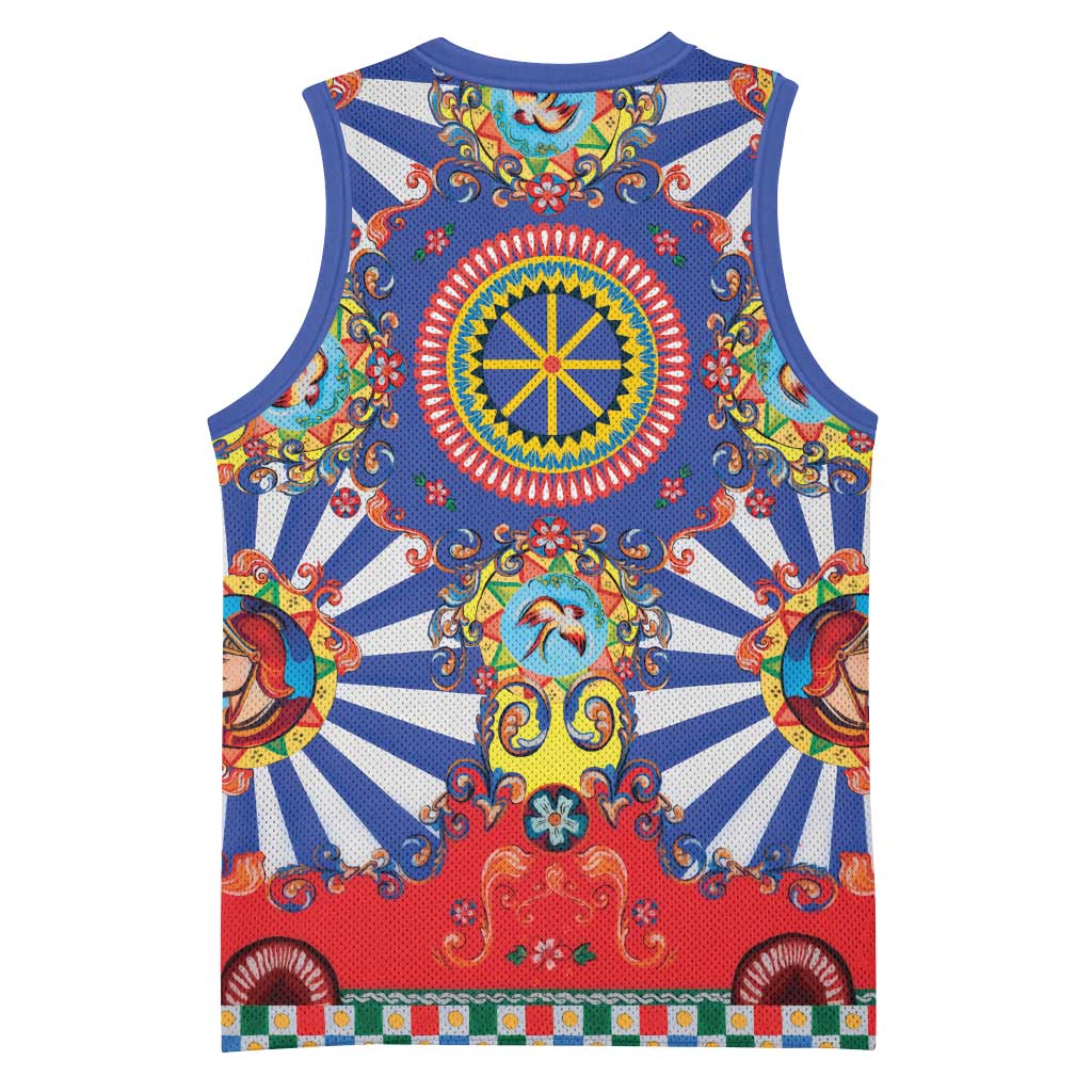 Sicily Italy Carretto Siciliano Basketball Jersey Sicilian Cart Floral Patterns