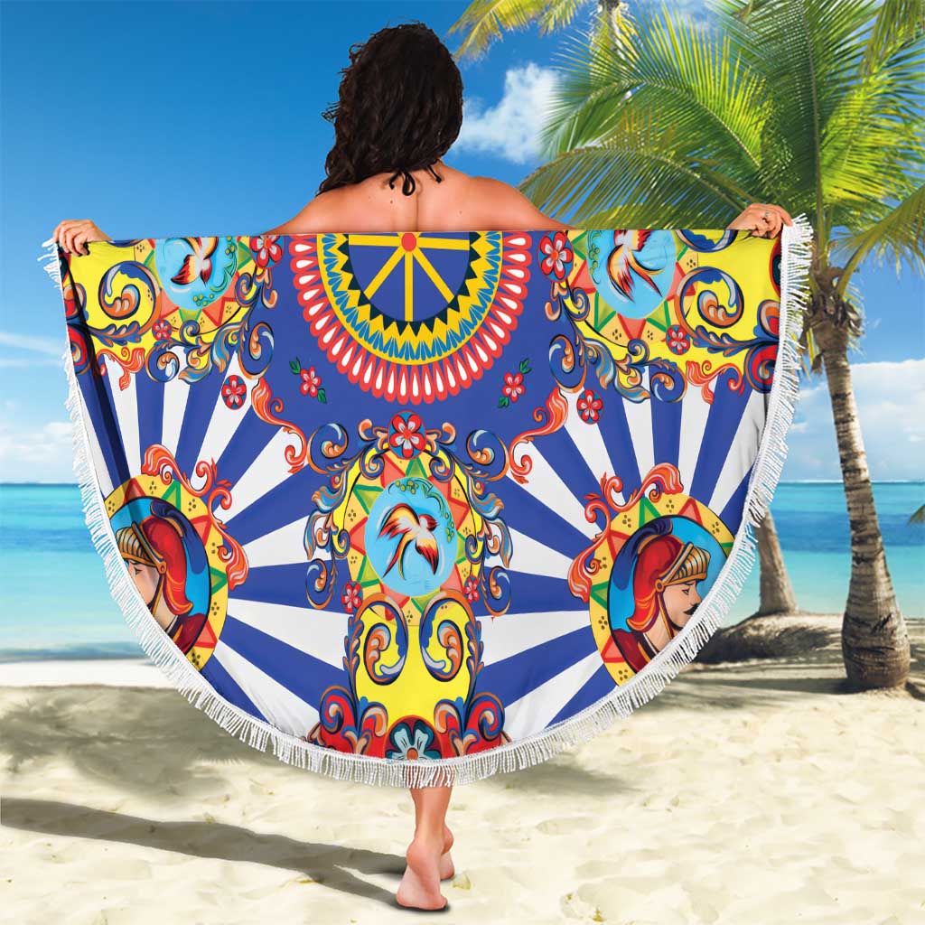 Sicily Italy Carretto Siciliano Beach Blanket Sicilian Cart Floral Patterns