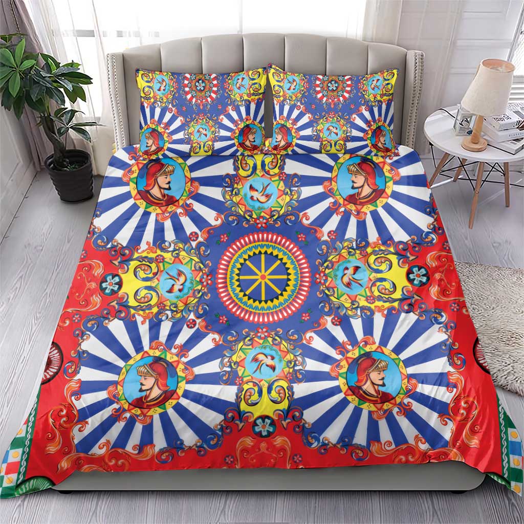 Sicily Italy Carretto Siciliano Bedding Set Sicilian Cart Floral Patterns