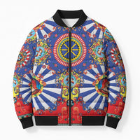Sicily Italy Carretto Siciliano Bomber Puffer Jacket Sicilian Cart Floral Patterns