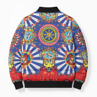 Sicily Italy Carretto Siciliano Bomber Puffer Jacket Sicilian Cart Floral Patterns