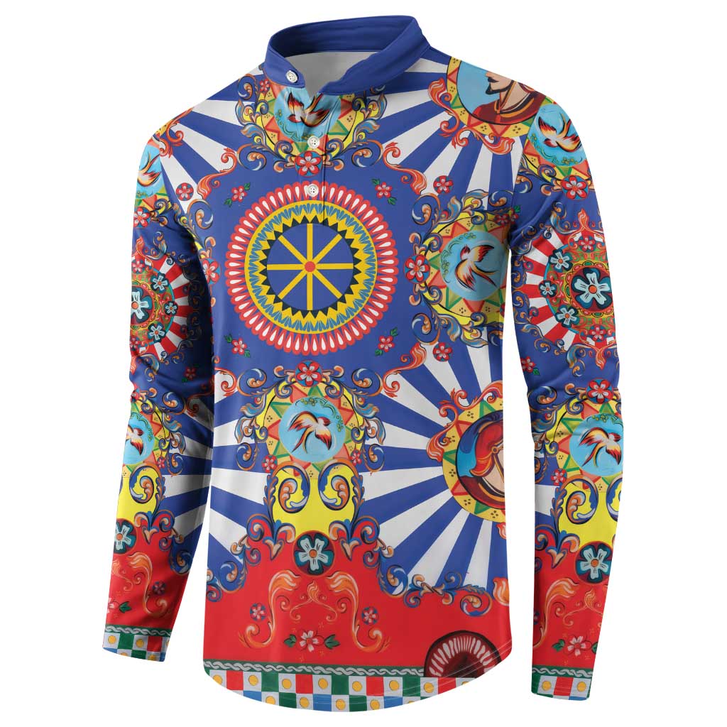 Sicily Italy Carretto Siciliano Button Sweatshirt Sicilian Cart Floral Patterns