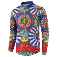 Sicily Italy Carretto Siciliano Button Sweatshirt Sicilian Cart Floral Patterns