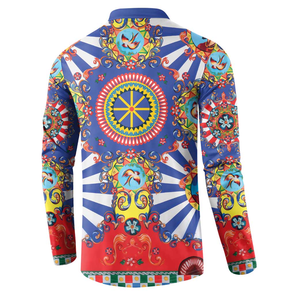 Sicily Italy Carretto Siciliano Button Sweatshirt Sicilian Cart Floral Patterns