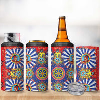 Sicily Italy Carretto Siciliano 4 in 1 Can Cooler Tumbler Sicilian Cart Floral Patterns
