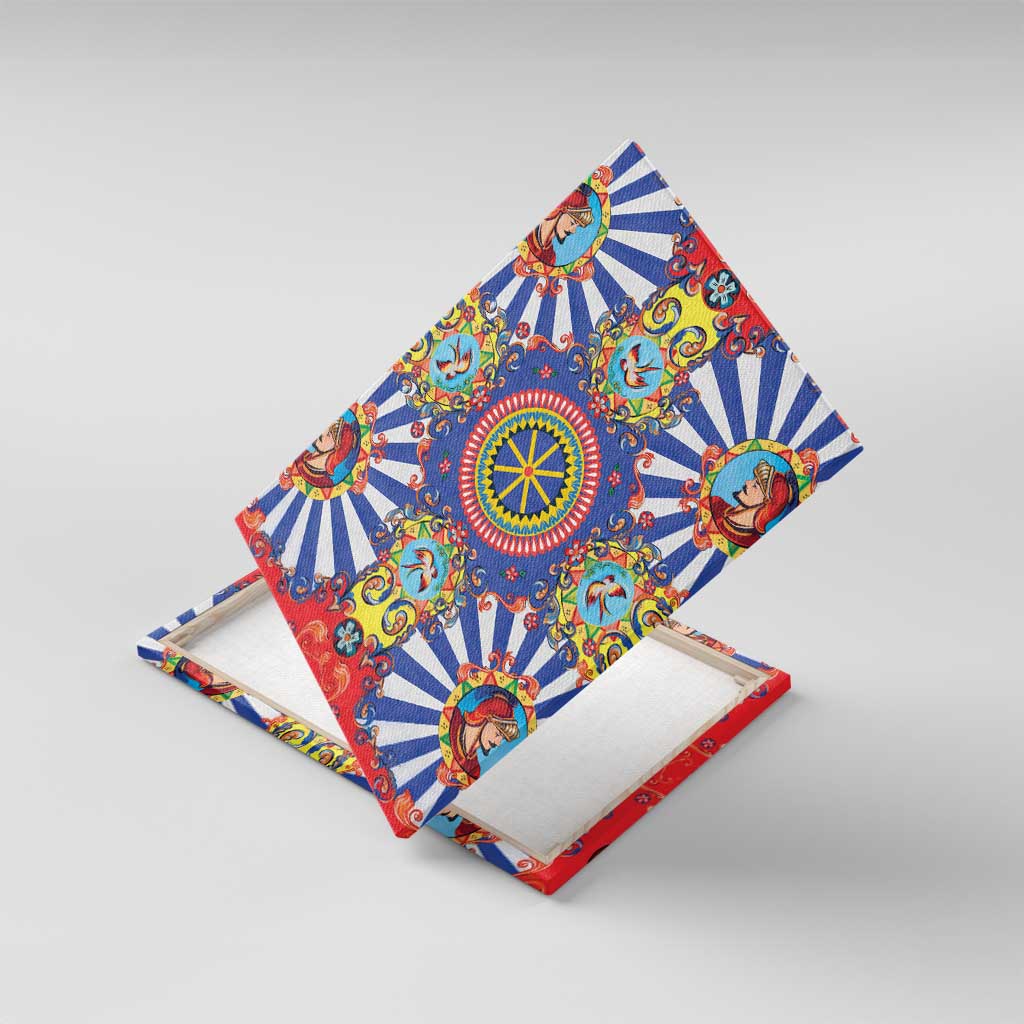 Sicily Italy Carretto Siciliano Canvas Wall Art Sicilian Cart Floral Patterns
